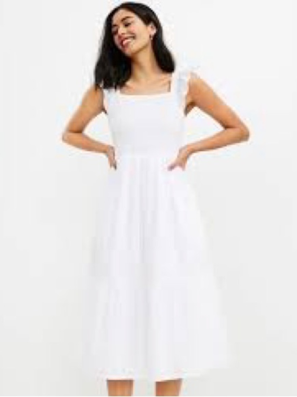 LOFT Smocked Ruffle Tiered Midi Dress